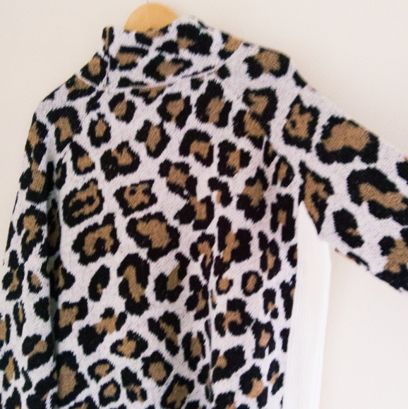 ALISON ANDREWS Leopard  Illusion Sweater Women's L Ribbed Panel Mock Neck NWT - Picture 10 of 14